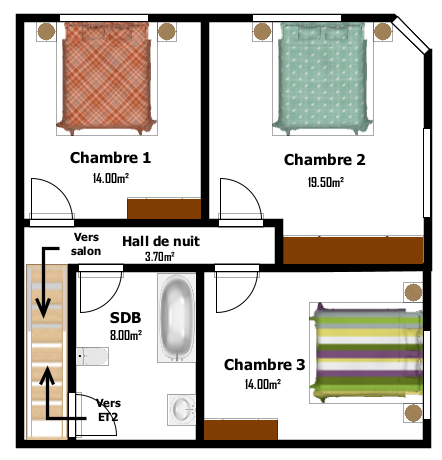 Bel appartement duplex 3 chambres au coeur de Saint-Gérard