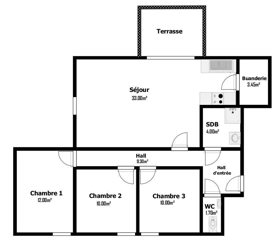 Appartement 3 chambres très lumineux avec jardin